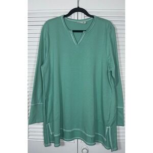 LOGO Lounge By Lori Goldstein Split Neck French Terry Tunic Top Size XL